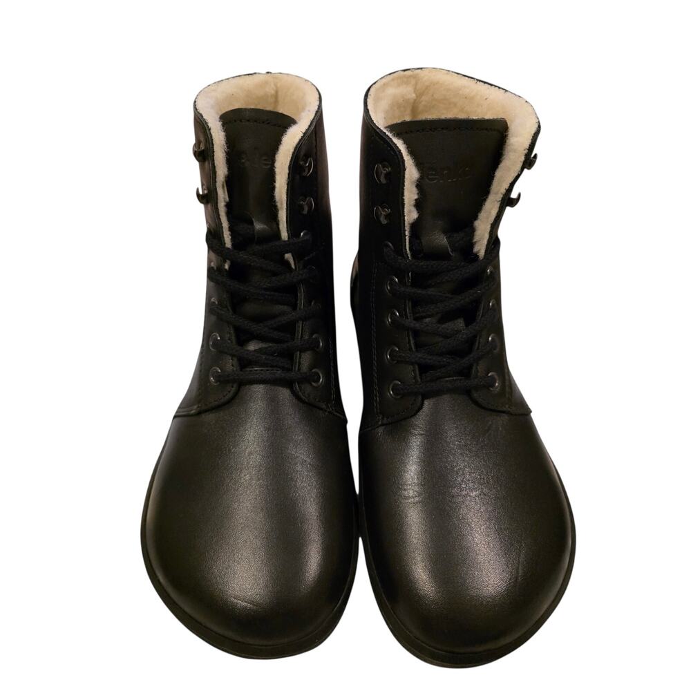 Be Lenka Barefoot Boots Leather Lace-Up Ankle Boots Wide Toe Box Sherpa Lined,